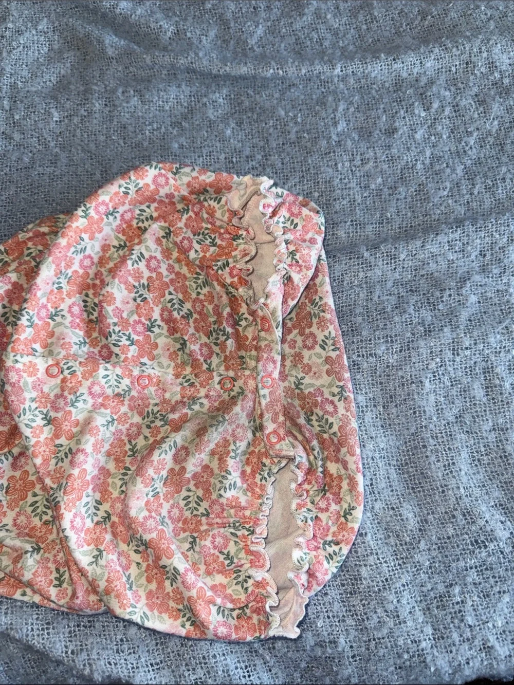 Carter's Coral Pink and Green Floral Cotton Baby One-Piece